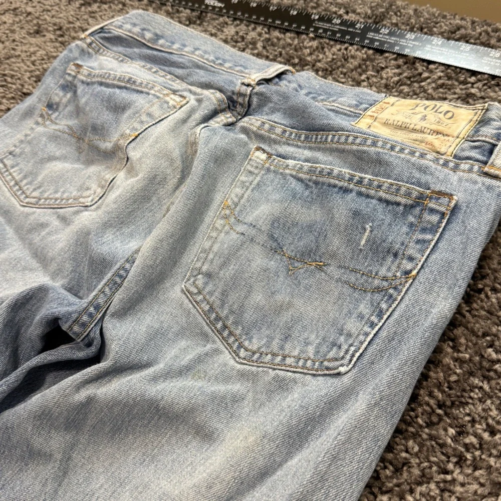 Vintage Polo Ralph Lauren Jeans Mens Light Wash Fair Distressed Straight 34x34